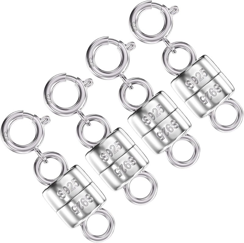 Qulltk 925 Sterling Silver Magnetic Necklace Clasps and Closures,Mini Bracelets Clasp Converter Gold and Silver Chain Extender for Jewelry Making Supplies - Image 1